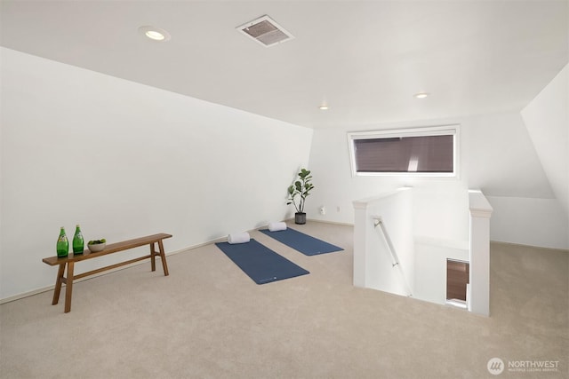 379 100th Ave NE Unit A, Bellevue, WA 98004 - misc room with an upstairs landing, carpet flooring, and recessed lighting