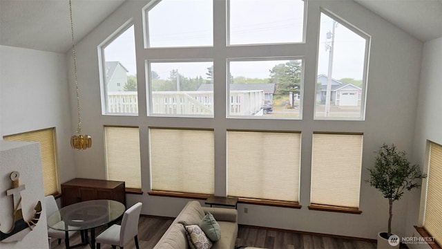 1249 E Ocean Shores Blvd SW, Ocean Shores, WA 98569 - living room featuring high vaulted ceiling and wood finished floors
