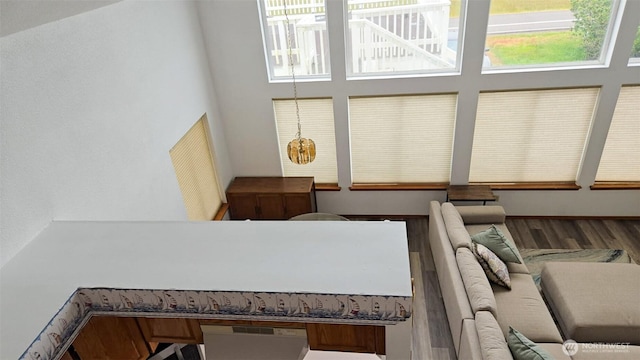 1249 E Ocean Shores Blvd SW, Ocean Shores, WA 98569 - bedroom with multiple windows, wood finished floors, and a towering ceiling