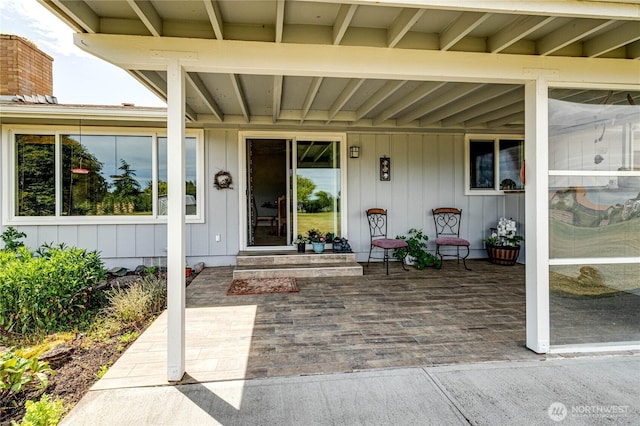 361 E Anderson Rd, Sequim, WA 98382 - property entrance with board and batten siding