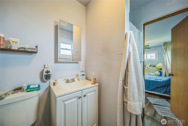 8495 Williams Rd E, Wilbur, WA 99185 - bathroom featuring vanity, ensuite bath, and toilet