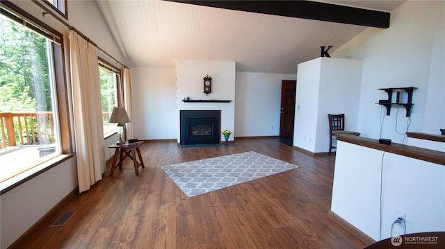 161 E Connemara Way, Shelton, WA 98584 - living area with a fireplace with flush hearth, dark wood-style flooring, and baseboards
