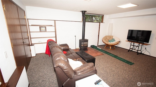 161 E Connemara Way, Shelton, WA 98584 - living area with carpet floors and a wood stove