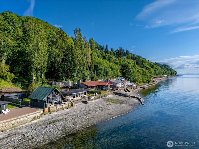 8204 Naketa Beach Walk, Mukilteo, WA 98275 - drone / aerial view of a nearby body of water and a heavily wooded area