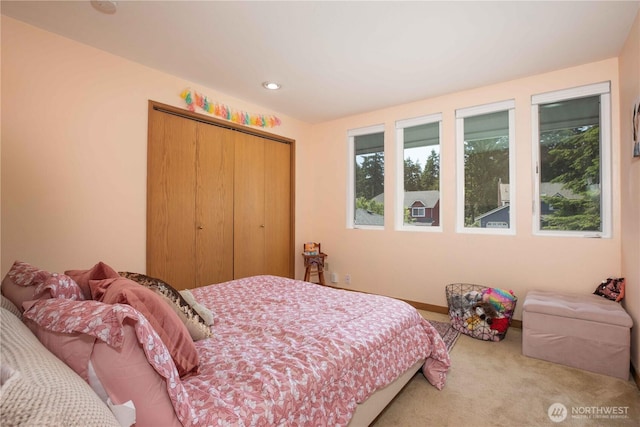 8082 Daniel Pl NW, Silverdale, WA 98383 - bedroom featuring a closet, carpet flooring, recessed lighting, and baseboards