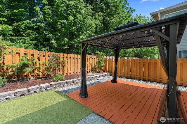 782 Fenway Ln SW, Tumwater, WA 98512 - wooden terrace with a gazebo and a fenced backyard