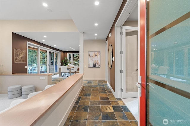 530 Alexander Ave, Kirkland, WA 98033 - hall featuring recessed lighting, stone finish floors, and baseboards