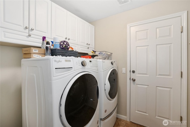 23813 109th Street Ct E, Buckley, WA 98321 - laundry room with cabinet space, washer and dryer, and baseboards