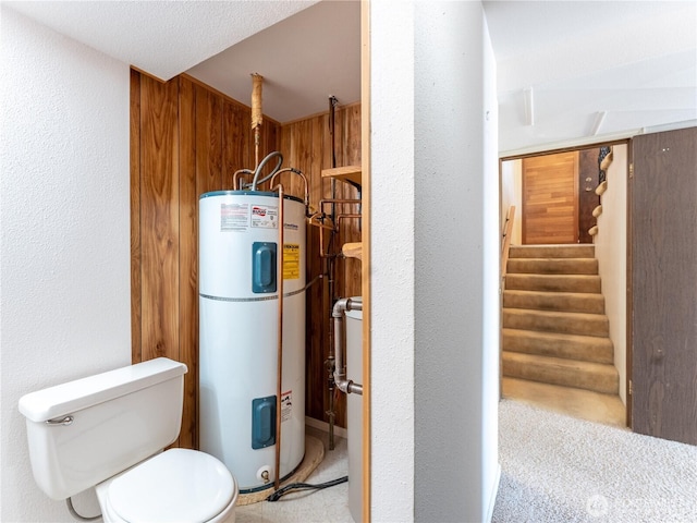 604 N Larch Ave, East Wenatchee, WA 98802 - bathroom with water heater, toilet, and a textured wall