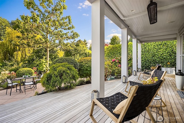 1237 Hawley Way NE, Bainbridge Island, WA 98110 - wooden terrace featuring outdoor dining space