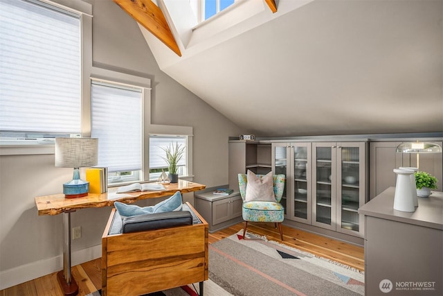 1237 Hawley Way NE, Bainbridge Island, WA 98110 - office area featuring vaulted ceiling and wood finished floors