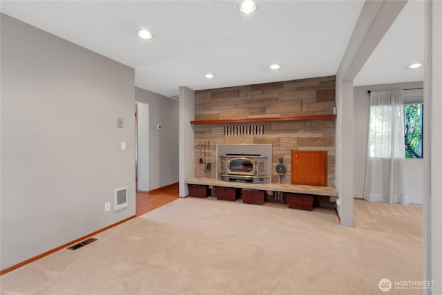 10202 Pipeline Rd E, Puyallup, WA 98373 - living room with light carpet, recessed lighting, and baseboards
