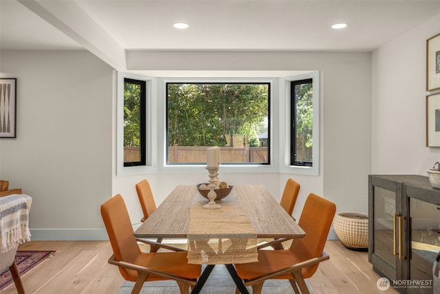 7201 Seward Park Ave S, Seattle, WA 98118 - dining room with light wood-style floors, recessed lighting, and baseboards