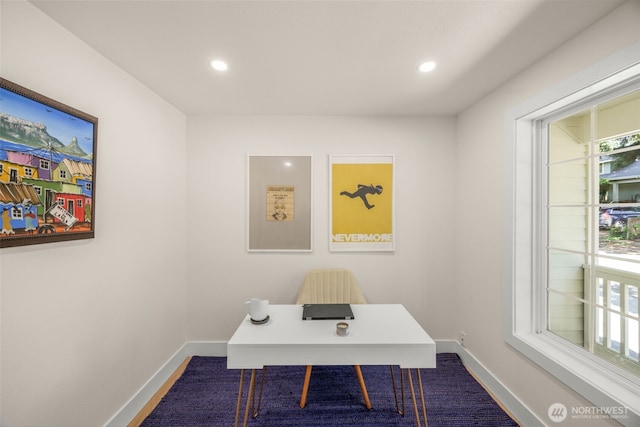 7201 Seward Park Ave S, Seattle, WA 98118 - office area featuring baseboards and recessed lighting