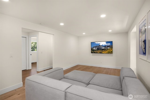 7201 Seward Park Ave S, Seattle, WA 98118 - living area featuring light wood finished floors, baseboards, and recessed lighting