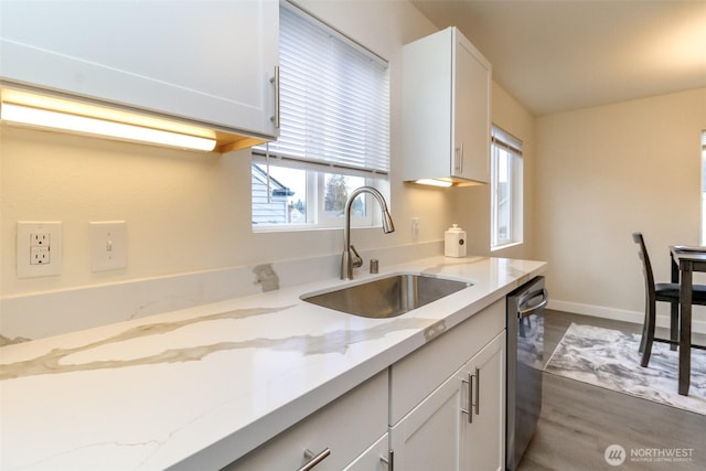 2914 S 17th St, Tacoma, WA 98405 - kitchen featuring a sink, dishwasher, healthy amount of natural light, and white cabinets