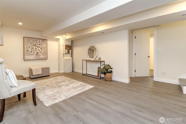 2914 S 17th St, Tacoma, WA 98405 - sitting room with recessed lighting, wood finished floors, and baseboards