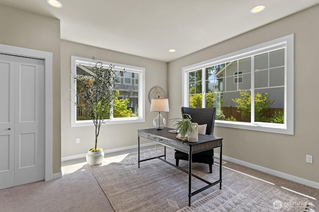 1794 Granite Way SE, North Bend, WA 98045 - office space with baseboards, carpet flooring, and recessed lighting