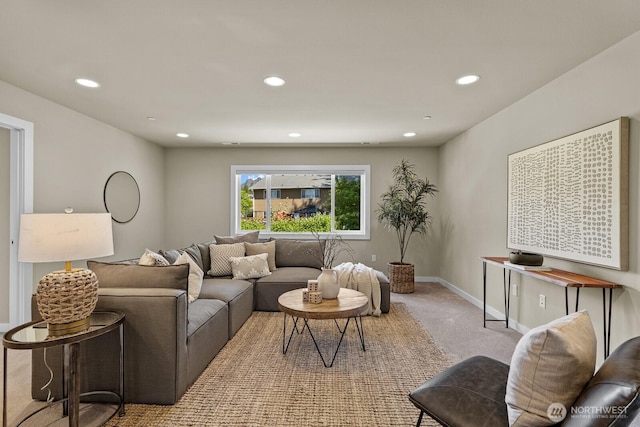 1794 Granite Way SE, North Bend, WA 98045 - living room with recessed lighting, carpet flooring, and baseboards