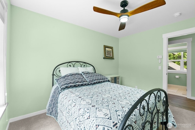 5675 E Hillcrest Dr, Port Orchard, WA 98366 - bedroom featuring carpet flooring, baseboards, and a ceiling fan