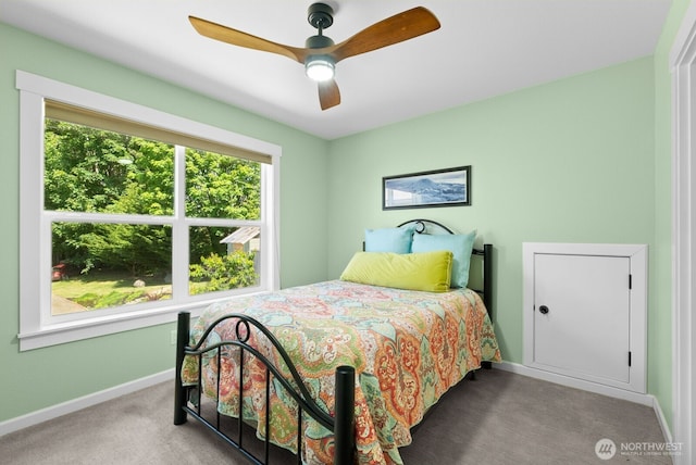 5675 E Hillcrest Dr, Port Orchard, WA 98366 - bedroom featuring carpet flooring, baseboards, and a ceiling fan