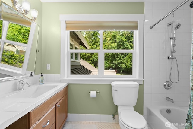 5675 E Hillcrest Dr, Port Orchard, WA 98366 - bathroom with healthy amount of natural light, vanity, toilet, and baseboards