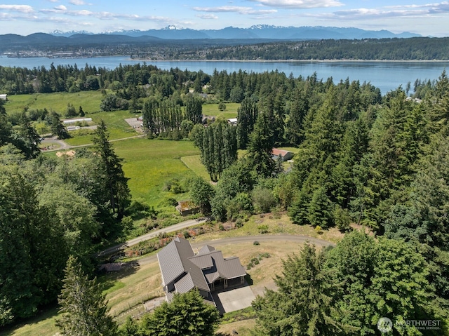 5675 E Hillcrest Dr, Port Orchard, WA 98366 - view of property location featuring a water and mountain view and a heavily wooded area