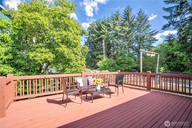 7718 NE 183rd St, Kenmore, WA 98028 - wooden terrace with an outdoor hangout area