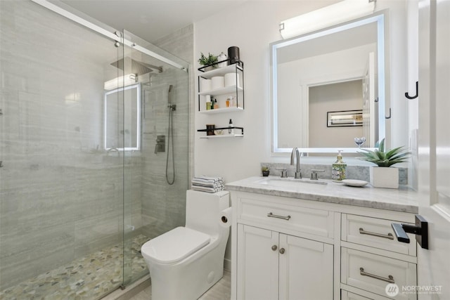 27716 NE 30th St, Redmond, WA 98053 - full bathroom featuring vanity, toilet, and a shower stall