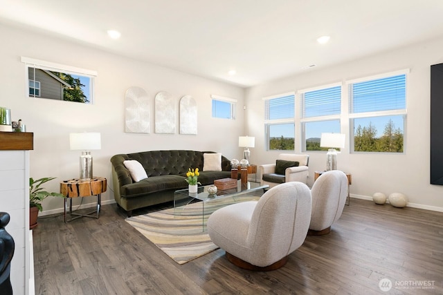 6451 Randolph Dr NE, Bremerton, WA 98311 - living area featuring baseboards, wood finished floors, and recessed lighting