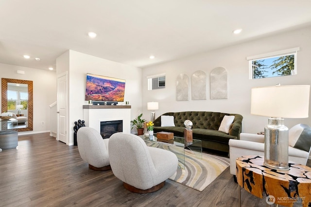 6451 Randolph Dr NE, Bremerton, WA 98311 - living room featuring plenty of natural light, dark wood-style flooring, recessed lighting, and baseboards