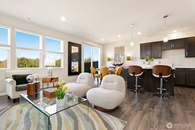 6451 Randolph Dr NE, Bremerton, WA 98311 - living room featuring dark wood-type flooring and recessed lighting