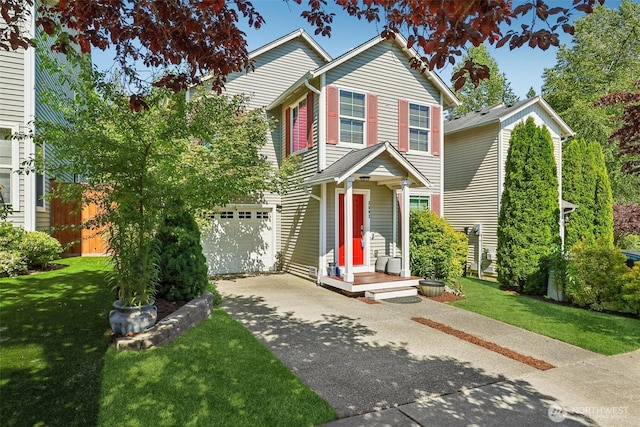 2603 105th Ave SE, Lake Stevens, WA 98258 - traditional-style home with concrete driveway, a garage, and a front lawn