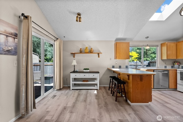 11726 130th Avenue Ct E, Puyallup, WA 98374 - kitchen with dishwasher, healthy amount of natural light, light wood-style floors, and a textured ceiling