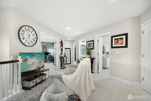 23510 14th Dr SE, Bothell, WA 98021 - living area with light carpet, baseboards, and recessed lighting