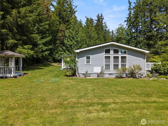 3758 Aiken Rd SE, Port Orchard, WA 98366 - rear view of property featuring a lawn, a gazebo, and crawl space