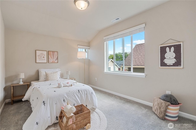 6730 34th Ave SW, Seattle, WA 98126 - bedroom with baseboards, carpet, and vaulted ceiling