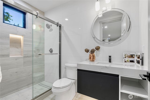 8456 SE 40th St, Mercer Island, WA 98040 - full bath with vanity, a stall shower, and toilet