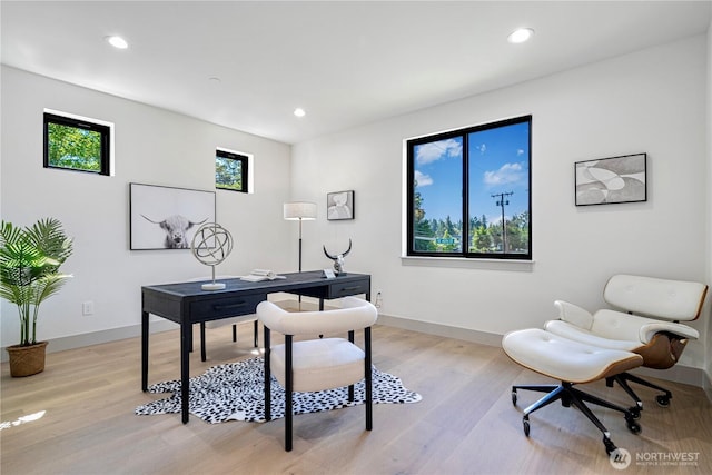 8456 SE 40th St, Mercer Island, WA 98040 - office space with light wood-style floors, baseboards, and recessed lighting