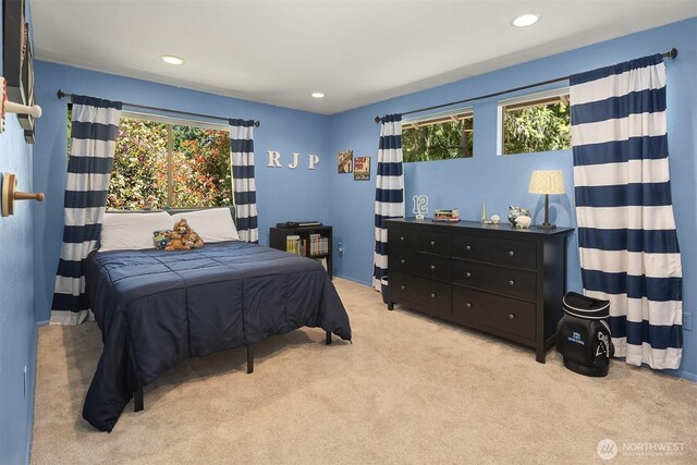 2911 216th Ave NE, Sammamish, WA 98074 - bedroom featuring carpet floors and recessed lighting