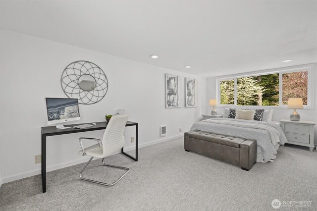 325 NE 178th St, Shoreline, WA 98155 - bedroom with carpet, recessed lighting, baseboards, and an office area