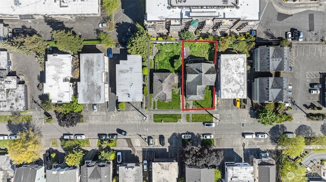 1526 NW 53rd St, Seattle, WA 98107 - aerial view of property and surrounding area featuring property parcel outlined