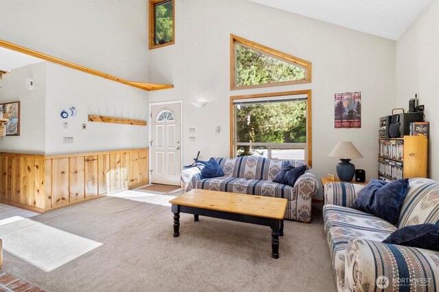 7101 Rainier Way, Glacier, WA 98244 - carpeted living area with a high ceiling