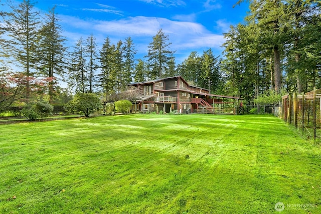 3542 Constitution Rd, Lummi Island, WA 98262 - view of yard with stairs and a deck