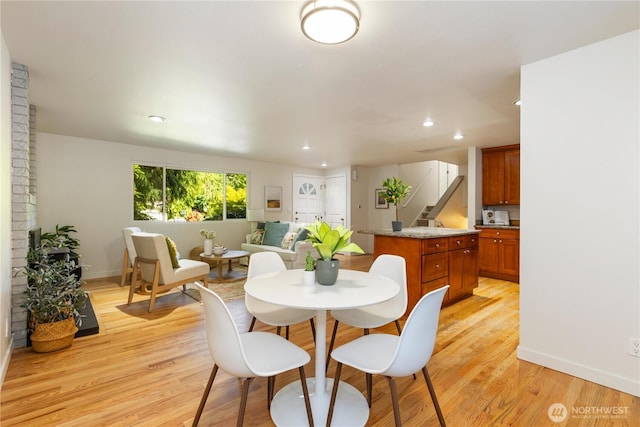 19802 33rd Dr SE, Bothell, WA 98012 - dining room with stairs, light wood-type flooring, recessed lighting, and baseboards