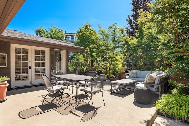2043 N 78th St, Seattle, WA 98103 - view of patio with french doors, outdoor dining space, and outdoor lounge area
