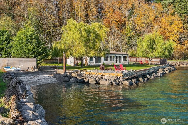 24410 Vashon Hwy SW, Vashon, WA 98070 - water view featuring a dock and a forest