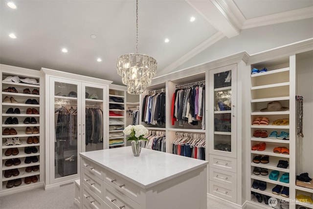 1848 77th Ave NE, Medina, WA 98039 - walk in closet featuring a chandelier and light carpet