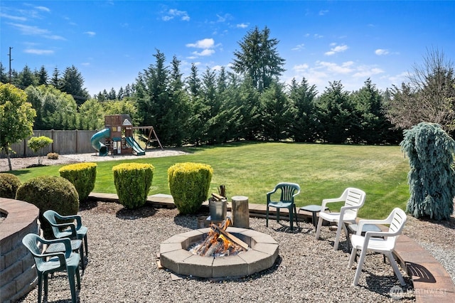 22306 137th Ave E, Graham, WA 98338 - view of yard with a playground and a fire pit