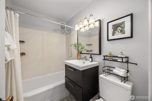 1800 Taylor Ave N Unit 1, Seattle, WA 98109 - full bath with vanity, shower / bath combo with shower curtain, and toilet